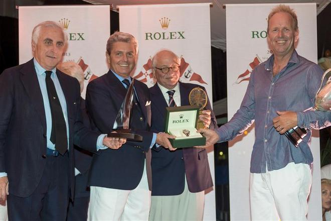 Carlo Croce, President of the Yacht Club Italiano; Gian Riccardo Marini, General Director of Rolex SA; Jean Pierre Champion President Fédération Française de Voile; Danny Gallichan, Magic Carpet 3 ©  Rolex / Carlo Borlenghi http://www.carloborlenghi.net